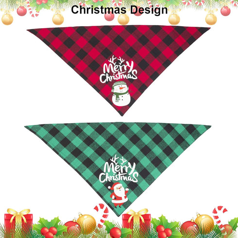 ADOGGYGO 2 Pack Dog Bandana Christmas Classic Buffalo Plaid Dog Scarf Pet Triangle Bibs Christmas Costume Accessories for Small Medium Large Dogs ...