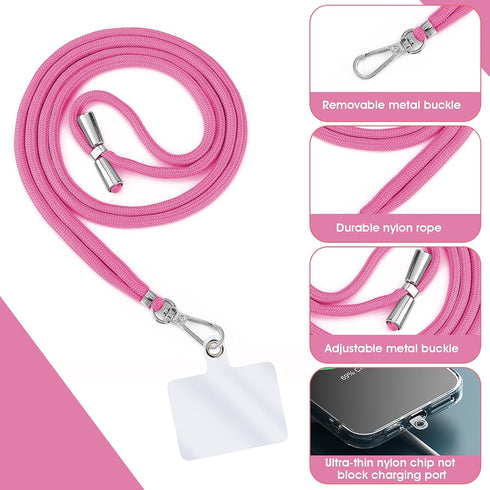 simarro Universal Cell Phone Lanyard, 2 Phone Chains with 4 Transparent Replacement Mobile Phone Straps Adjustable Nylon Neck Strap for All Smartp...