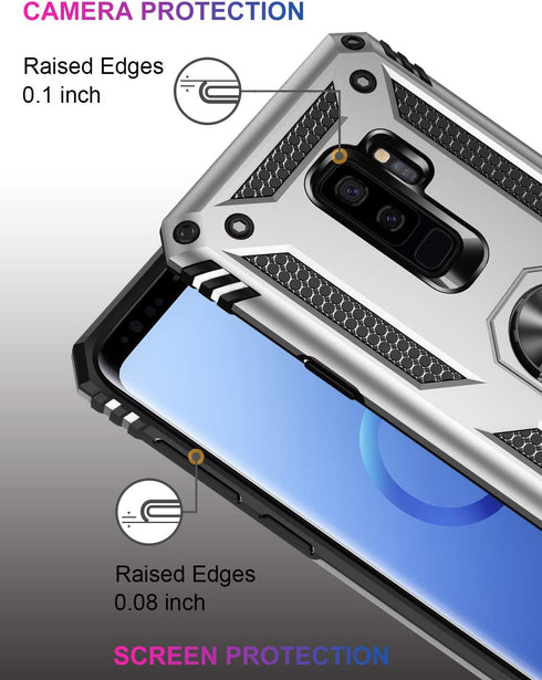 LUMARKE for Galaxy S9+ Plus Case,Pass 16ft. Drop Tested with Magnetic Ring Kickstand Compatible with Car Mount Holder,Military Grade Protective Ph...