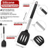 Pack of 2 Silicone Spatula Set - Non Stick Silicone Slotted Turner and Solid Turner - 600°F Heat Resistant Cooking Utensils (Black)...