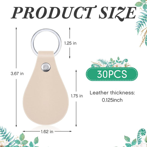 Taiyin 30 Pcs Leather Key Fob Kit for DIY Craft, PU Leather Key Fobs Blanks with Rivets and Key Rings for Laser Engraving Keychain Making Leather ...