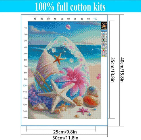 Tiwabb Stamped Cross Stitch Kits,Summer Starfish Cross Stitch Kits for Adults Beginners,Full Range of Cross-Stitch Stamped Kits Needlecrafts for H...