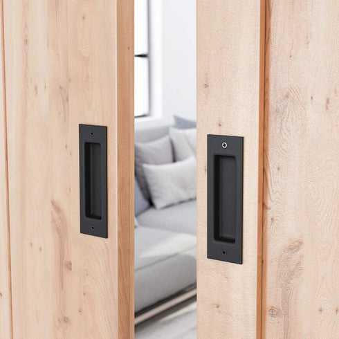 SMARTSTANDARD 2 Pack Flush Pull 6 1/2" Matte Black Inset Handle, Recessed Finger Pull for Sliding Barn Door, Closet, Pocket Door...