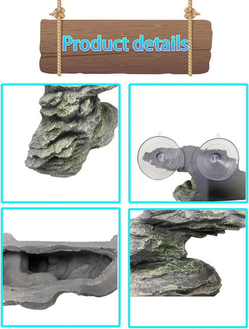 kathson Turtle Basking Platform with Suction Cup Tortoise Climbing Rest Terrace Resin Step Decoration Reptile Habitat Rock Decor for Frogs,Lizards...