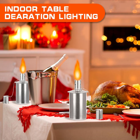 Stainless Steel Table top Torch Canister with Wick and Snuffer, Outdoor Fuel Torch for Arden Patio Yard (2 Packs)...