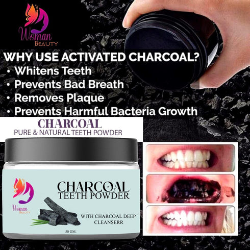 Activated Charcoal Teeth Whitening Powder Whitens Teeth Prevent Bad Breadth Removes Tooth 50gm...