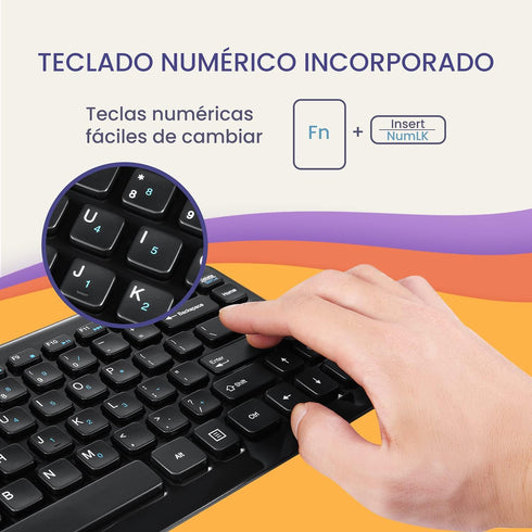 Perixx PERIBOARD-407B ES Mini Teclado USB - Teclas Tipo Chiclet - Negro Brillante - Español……...