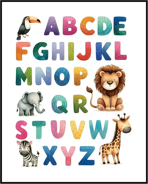 Posterizer 1 pcs-Alphabet ABC With Safari Animals-Kids Room Art-Gift for Teachers-Decor for nursery toddlers kids room- unframed wall art...