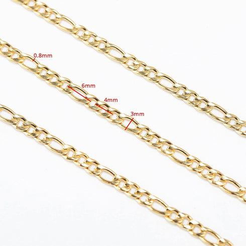 UMAOKANG 16.4 Feet Gold Stainless Steel Figaro Chains Link Spool Necklace Chain Bulk with Lobster Clasps and Jump Rings for Choker Necklaces Jewel...