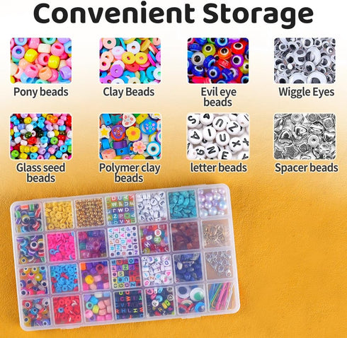 Eppingwin 28 Grids Bead Organizer, Craft Organizers and Storage, Acrylic Organizers, Plastic Bead Organizer Box for Crafts Organizing Storing...