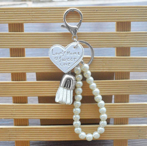 Sovenny 12 Pieces Pearl Beaded Lobster Clasp Key Chain Keyring Purse Bag Charm Decoration Accessory (Silver Clasp)...