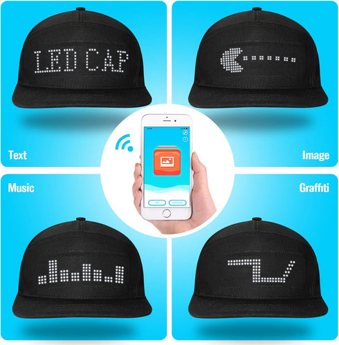 LED Hats,LED Caps Display Message Bluetooth Editable Cool Hat for Party...