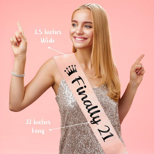 21st Birthday Party Decorations for Her Rose Gold Supplies Big Set with Birthday Banner and 21 BDay Digit Balloons for Women Including Latex and C...