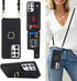 for Samsung Galaxy S21 Ultra Case with Card Holder and Strap for Women,Crossbody Lanyard,Ring Stand,Snap Clasp,Phone Wallet Cases 6.8 inch(Black)....