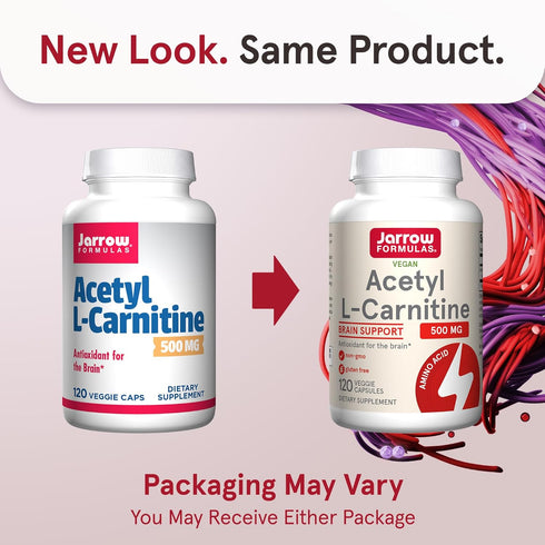 Jarrow Formulas Acetyl L-Carnitine 500 mg, Dietary Supplement, Amino Acid Support for Brain Health and Antioxidants, 120 Veggie Capsules, 120 Day ...