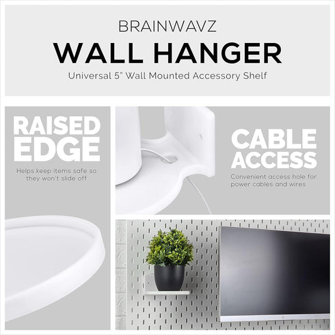 BRAINWAVZ 5” Round Floating Shelf Mount for Security Cameras Baby Monitors Speakers Plants Toys & More Universal Holder Stick-On Or Screw Mount, E...