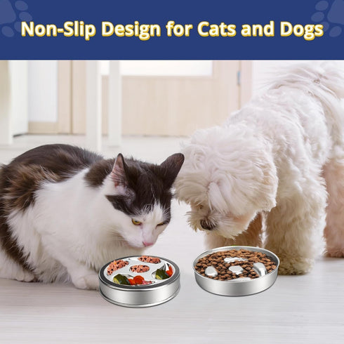 1Pack Slow Feeder Dog Bowls for Medium to Big Dogs - 3 Cup Capacity, Dual-Design for Dry and Wet Food, 304 Stainless Steel, Anti-Slip Base - Preve...