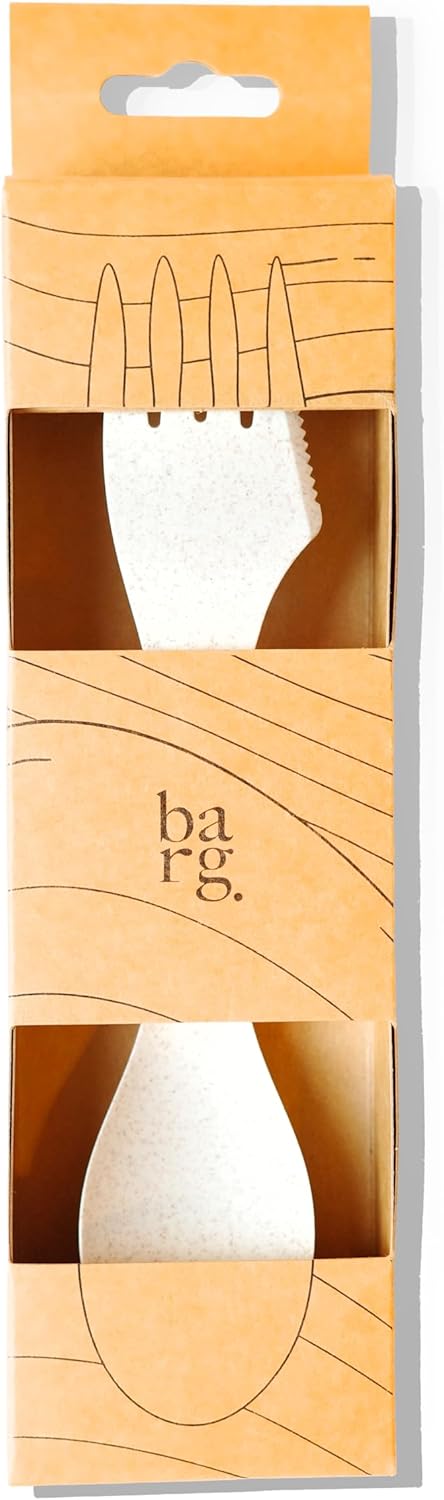 Spork by barg. Bamboo Fiber Travel Utensil for Everyday Use, BPA-free and Organic Material, Reuseable, Recyclable, 3-in-1 spoon-fork-knife, Light ...