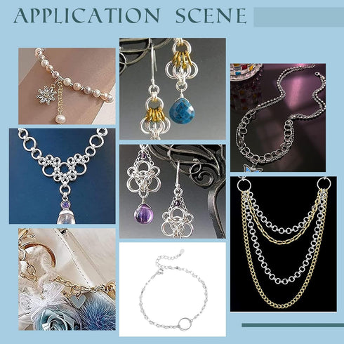 PH PandaHall 830pcs Jewelry Making Findings Stainless Steel, 680pcs 5 Styles Jump Rings 90pcs 3 Styles Lobster Claw Clasps 30pcs 40mm Extender Cha...