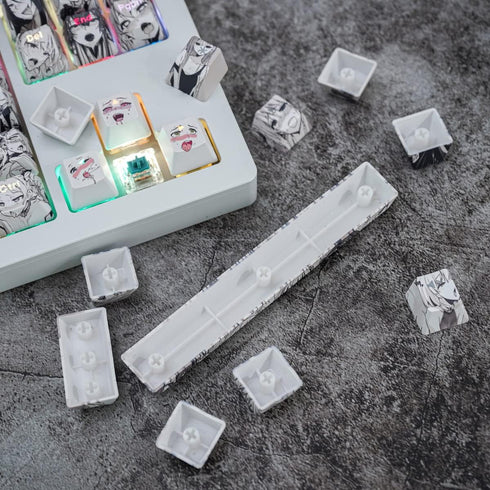 Gliging Translucent Keycaps PBT Dye Sublimation OEM Profile 108 Keycap Set Japanese Anime Keycap Keyset with Puller for Cherry Mx Gateron Kailh Sw...
