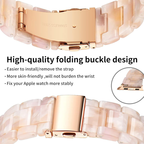 Bestig Compatible with Resin Apple Watch Band 49mm 46mm 45mm 44mm 42mm-Series 3 2 1, Stainless Buckle Waterproof Replacement Strap for iWatch Ultr...