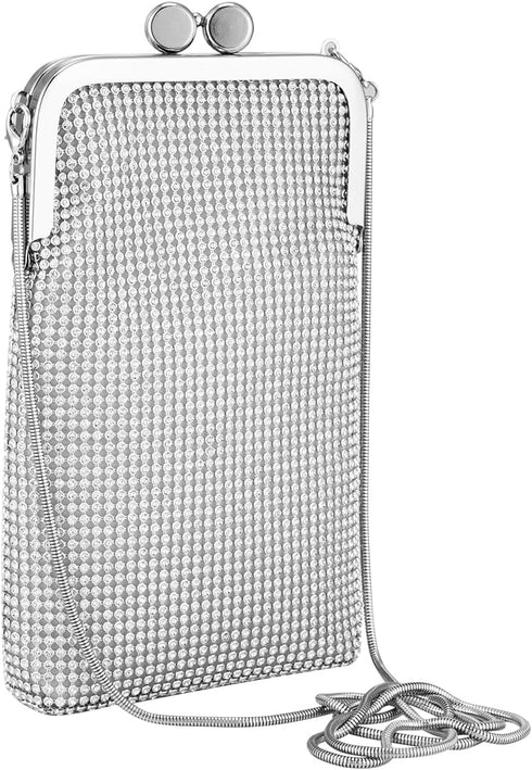 Evening Handbags Clutch Purses for Women Metal mesh Small Crossbody Bag Cell Phone Purse Wallet...