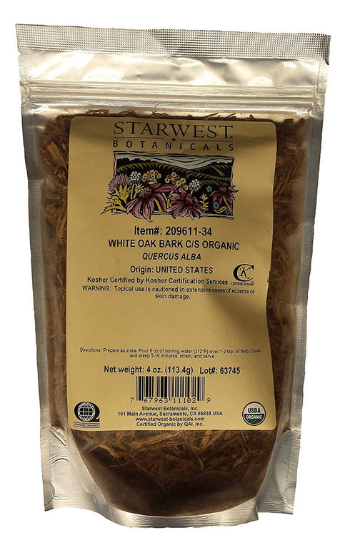 White Oak Bark Cut & Sifted Organic - 4 Oz,(Starwest Botanicals)...