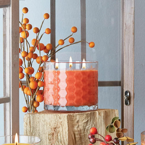 Root Candles Fall Scented Candles Honeycomb Glass Premium 3-Wick Handcrafted Beeswax Blend Candle, 12-Ounce, Pumpkin Spice...