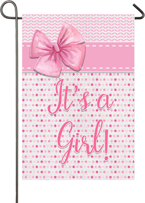 It's A Girl Garden Flag Pink Baby Shower Birth Announcement Decorations for Girl 12x18 Inch Double Sided New Baby Garden Flag Gender Reveal Party ...