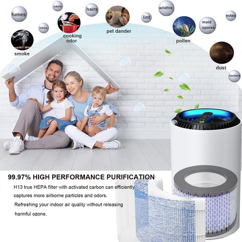 True HEPA Replacement Filter, Compatible with AROEVE MK01 MK06 and Kloudi DH-JH01 Air Purifier, TZ-K1, Intelabe EPI080/EP1080, and Elechomes EPI08...