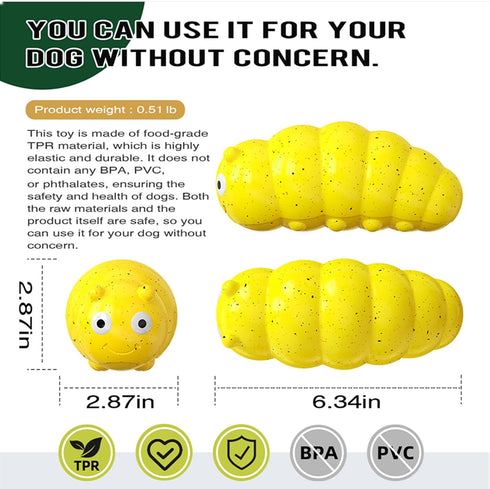 Indestructible Squeaky Dog Chew Toys for Aggressive Chewers, Food Grade Material Dog Chew Toys, Tough Durable Dog Toys for Medium Large Breed (Yel...