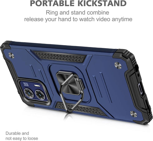 Asuwish Phone Case for Motorola Moto G73 5G with Tempered Glass Screen Protector Cover and Ring Holder Stand Slim Hybrid Protective Mobile Kicksta...