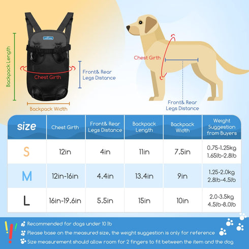 Nobleza Dog Carrier Backpacks, Adjustable Dog Front Carrier Legs Out Easy-Fit Pet Carrier Backpack for Traveling Hiking Camping for Small Dogs Cat...