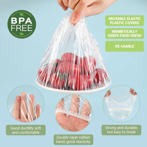 Plastic Bowl Covers 100pcs Elastic Reusable, Shower Caps for Sourdough Bread Proofing, Outdoor Food Covers to keep Bugs Away, Stretch Bowl Covers ...