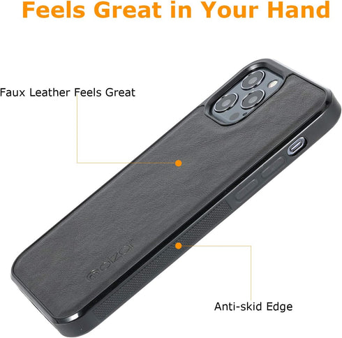 molzar GripBig Series for iPhone 12 and 12 Pro Case, Built-in Metal Plate for Magnetic Mount, Works with Qi-Certified Chargers, Compatible with iP...