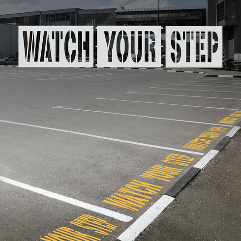 Watch Your Step Stencil, Large Watch Your Step Sign Reusable Letter Stencil Paint Stencil Safety Stencils Warning Sign Stencil for Walls Floors St...