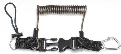 Scuba Diving Coil Lanyard – 316 Stainless Steel, Spring Coiled, Quick Release Buckle for Secure Camera & Gear Attachment(black)...