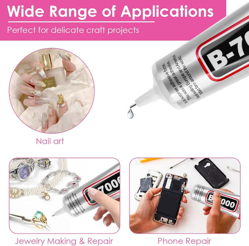 3 PCS 110ML B-7000 Clear Glue for Rhinestones, DIY B7000 Adhesive Crafts Glue Multipurpose Super Adhesive Industrial Bonding Glue for Fabric Gem S...
