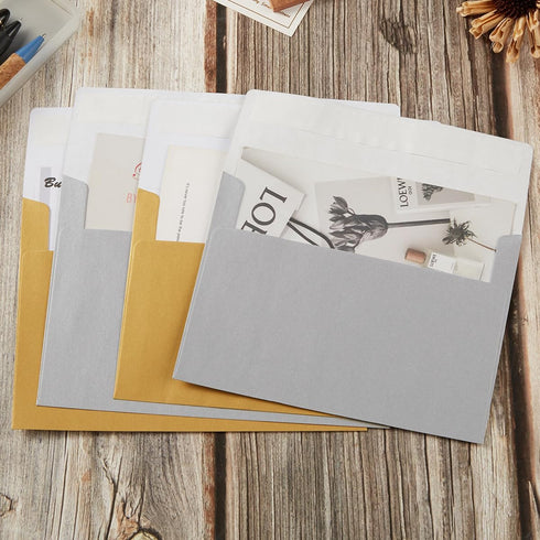 50 Pieces Metallic Color Self Seal Envelopes for Greeting Cards, Invitations, Postcards (Silver, 5x7)...