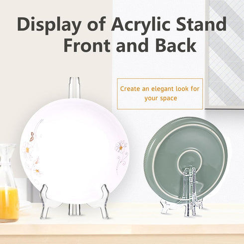 2Pcs Plate Stands for Display, 9.8 Inch Clear Acrylic Easel Display Plate Stand , Acrylic Material Elegant Frame & Plate display Stand for Wedding...