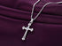 925 Sterling Silver Inlaid Crystal Cubic Zirconia Cross Pendant Necklace...