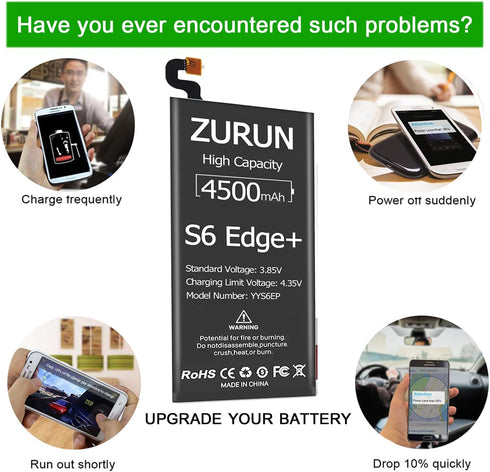 Galaxy S6 Edge Plus Battery ZURUN 4500mAh Li-Polymer Battery EB-BG928ABE Replacement for Samsung Galaxy S6 Edge Plus SM-G928 G928V G928A G928T G92...