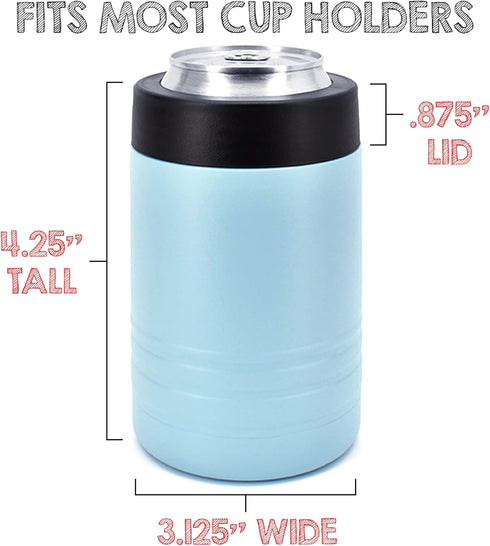 4-in-1 Stainless Steel 12 oz Double Wall Vacuum Insulated Can or Bottle Cooler Keeps Beverage Cold for Hours - Also Fits 16 oz Cans - Powder Coate...