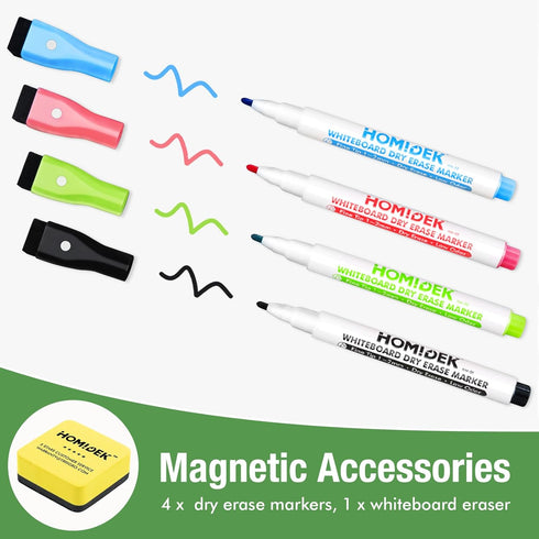 Magnetic Dry Erase Board Whiteboard for Fridge: Small Magnetic White Board for Refrigerator with Kitchen Conversion Chart Magnet, 4 Markers, 1 Era...