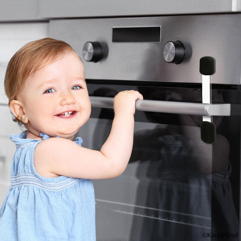 Child Safety Locks (Black) - Set of 6 - Prevents Injury and Opening (Oven) Doors, (Kitchen Sink) Cabinets, Toilet Seats, etc. - No Tools or Screws...