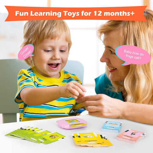Talking Flash Cards with 224 Sight Words, Montessori Educational Learning Interactive Toddler Toys, Speech Therapy and Autism Sensory Toys, Pink...