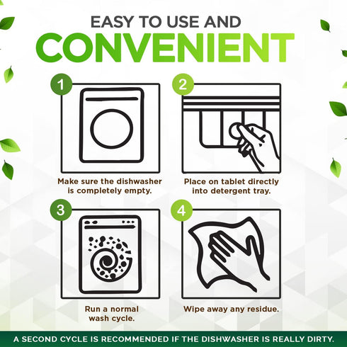 Heavy Duty Dishwasher Cleaner and Deodorizer Tablets, Descaler, Deep Cleaning, Natural Odor and Smell Remover, Calcium, Limescale, Hard Water Mark...