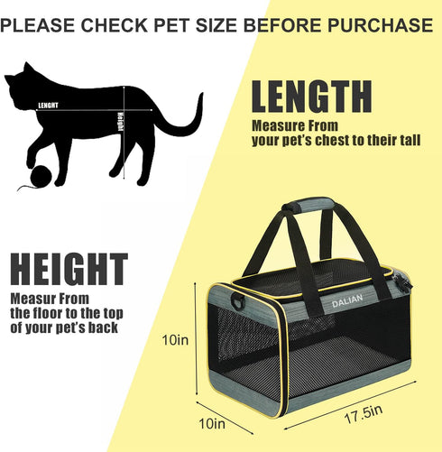 Cat Carrier Airline Approved Pet Carrier,Dog Carrier Soft-Sided Pet Travel Carrier Maximum Pet Weight 17 Pounds 17.5“x10 x10...
