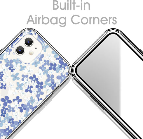 for iPhone 11 Case Clear 6.1 Inch with Floral Design, Cute Protective Slim TPU Cover + Shockproof Bumper for Women and Girls (Simple elegant Flowe...