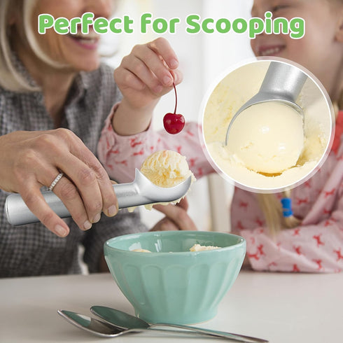Ice Cream Scoop,7 inches Nonstick Anti-Freeze One Piece Aluminum Scooper Spoon, Heavy Duty Durable Design, Easy Clean, for Gelato, Cookie Dough, S...